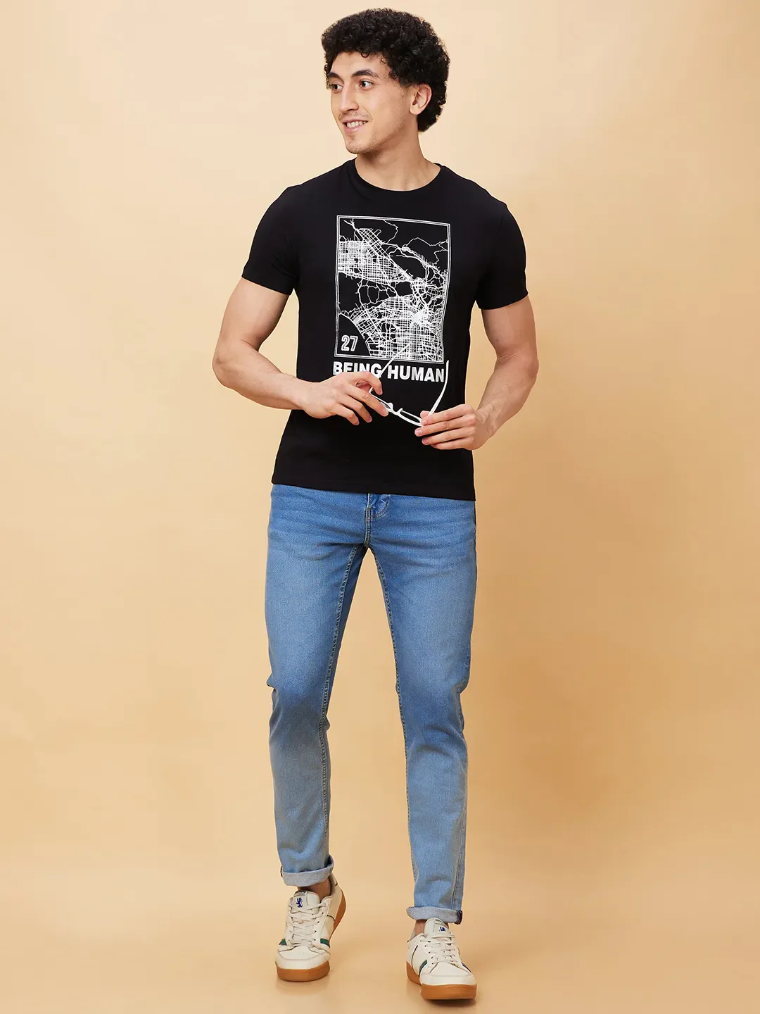 Black Regular Fit Men's Short Sleeves T-Shirt by Being Human Clothing - Image 6
