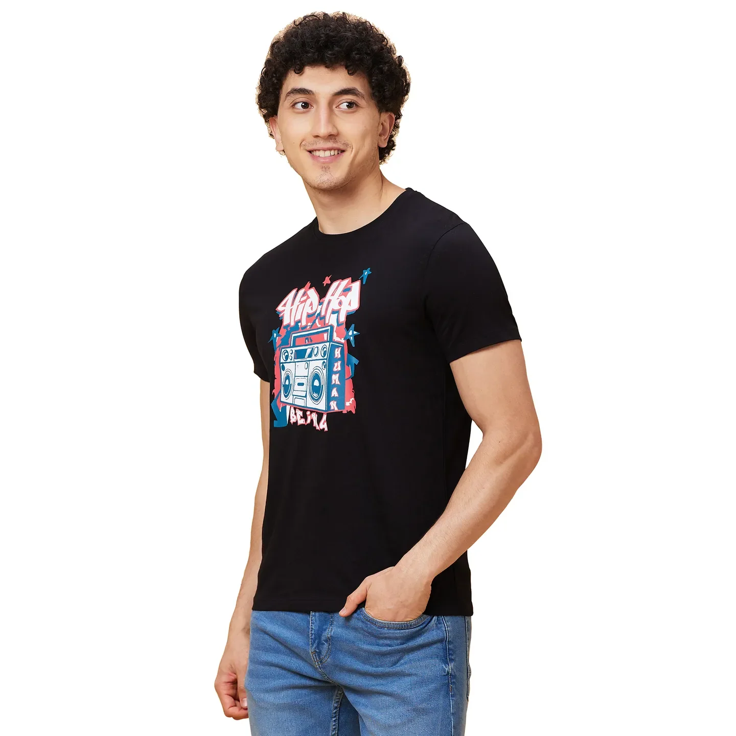 Black Regular Fit Men's Short Sleeves T-Shirt by Being Human Clothing - Image 4