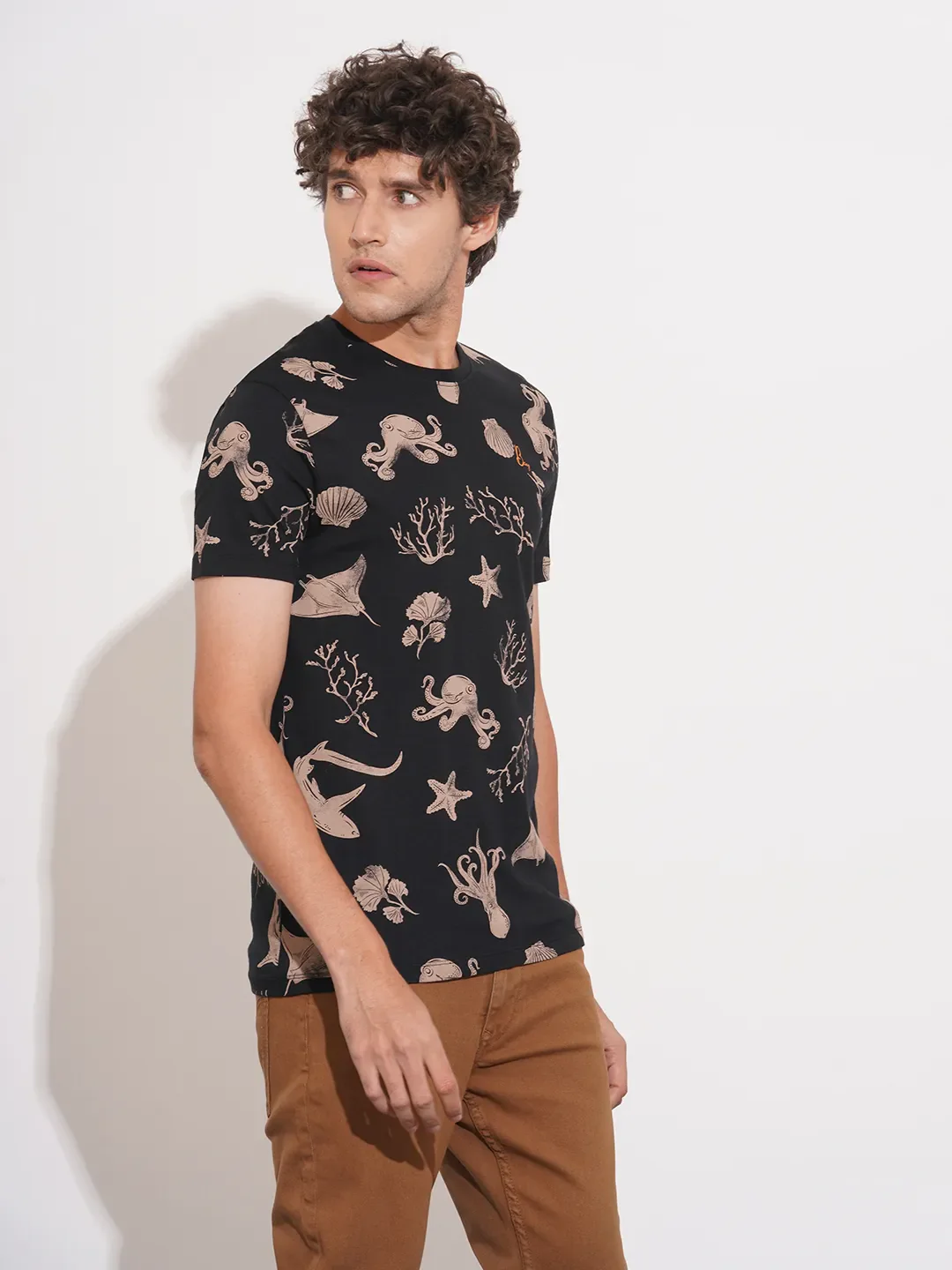 Black Regular Fit Men's Short Sleeves T-Shirt by Being Human Clothing - Image 2