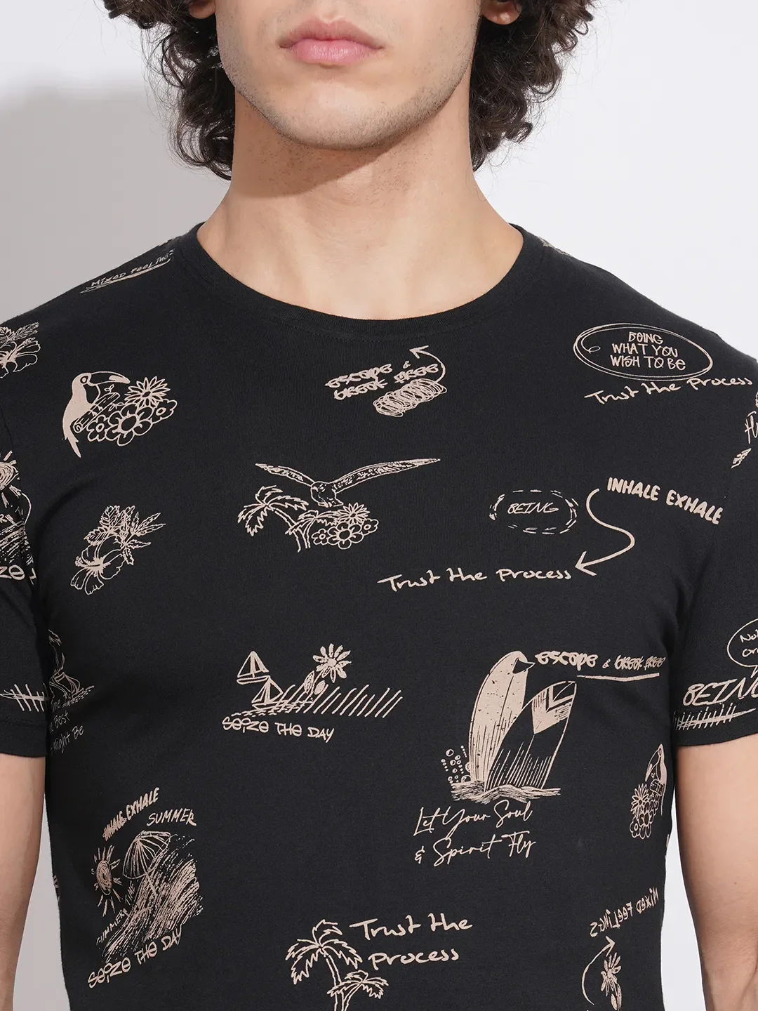 Black Regular Fit Men's Short Sleeves T-Shirt by Being Human Clothing - Image 5