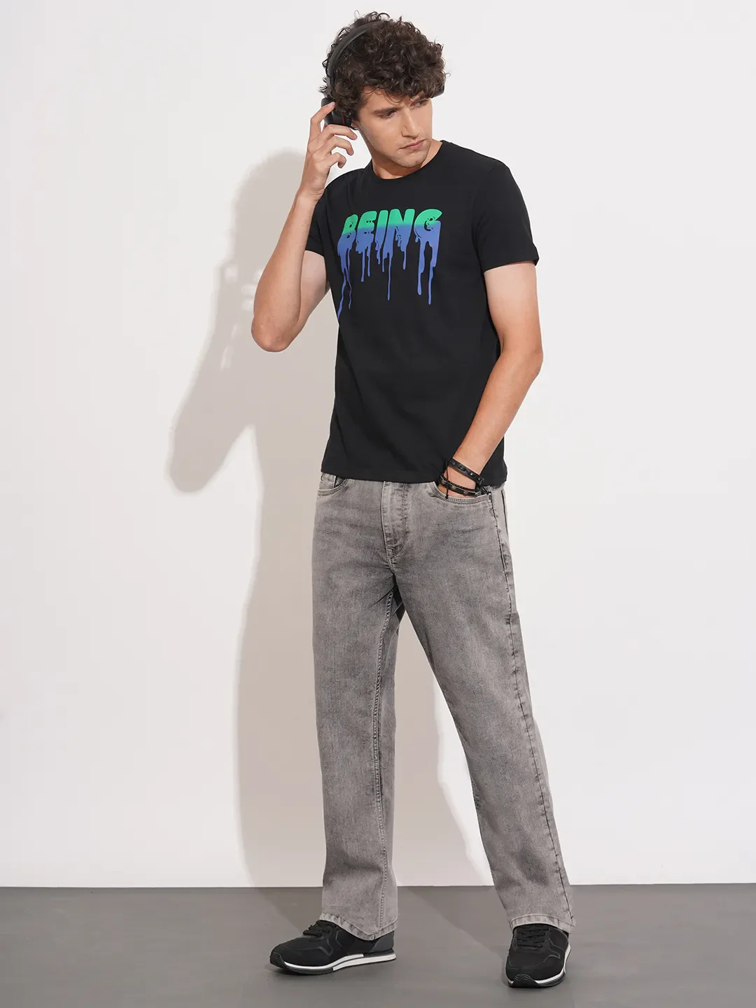 Black Regular Fit Men's Short Sleeves T-Shirt by Being Human Clothing - Image 4
