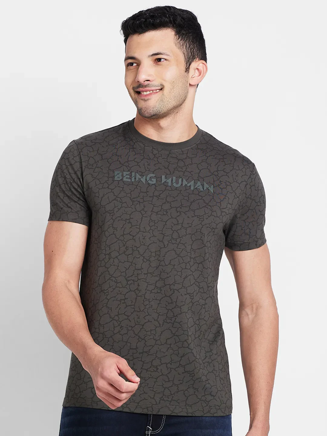 Black Regular Fit Men's Short Sleeves T-Shirt by Being Human Clothing