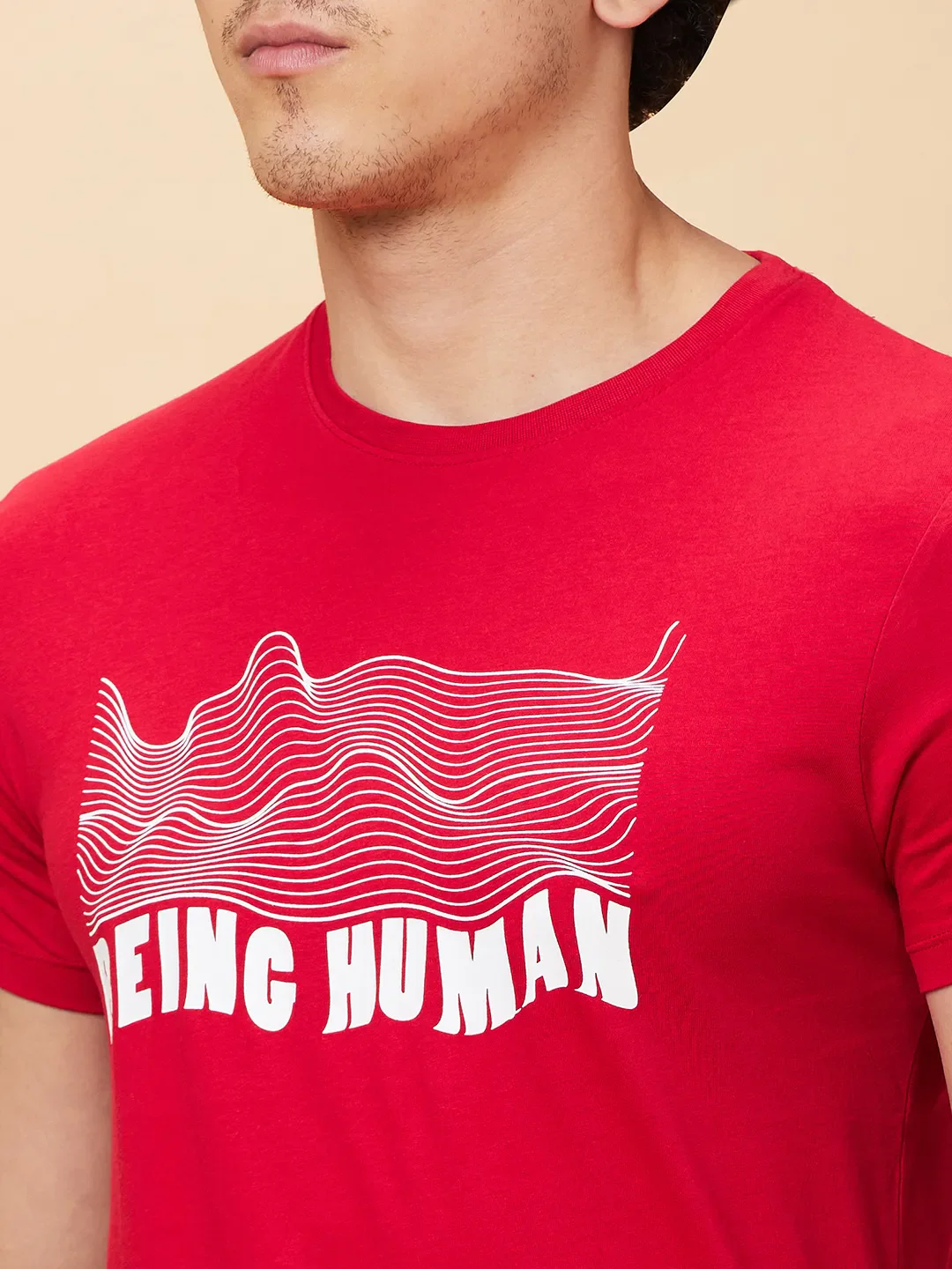 Red Regular Fit Men's Short Sleeves T-Shirt by Being Human Clothing - Image 5