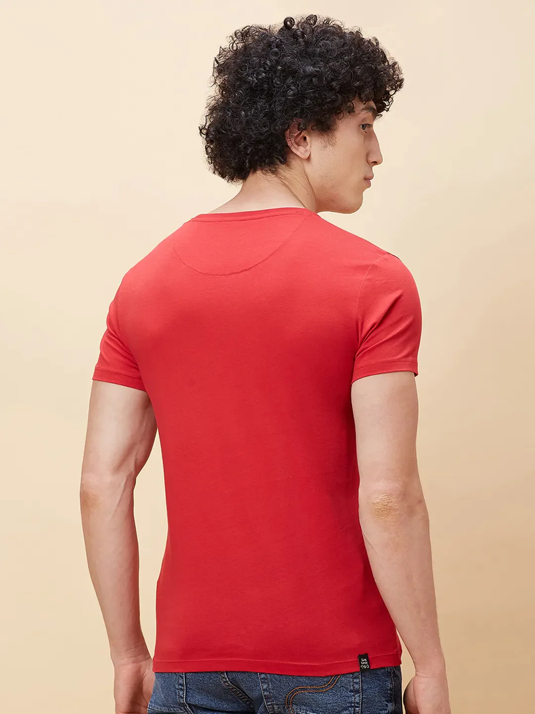 Red Regular Fit Men's Short Sleeves T-Shirt by Being Human Clothing - Image 3