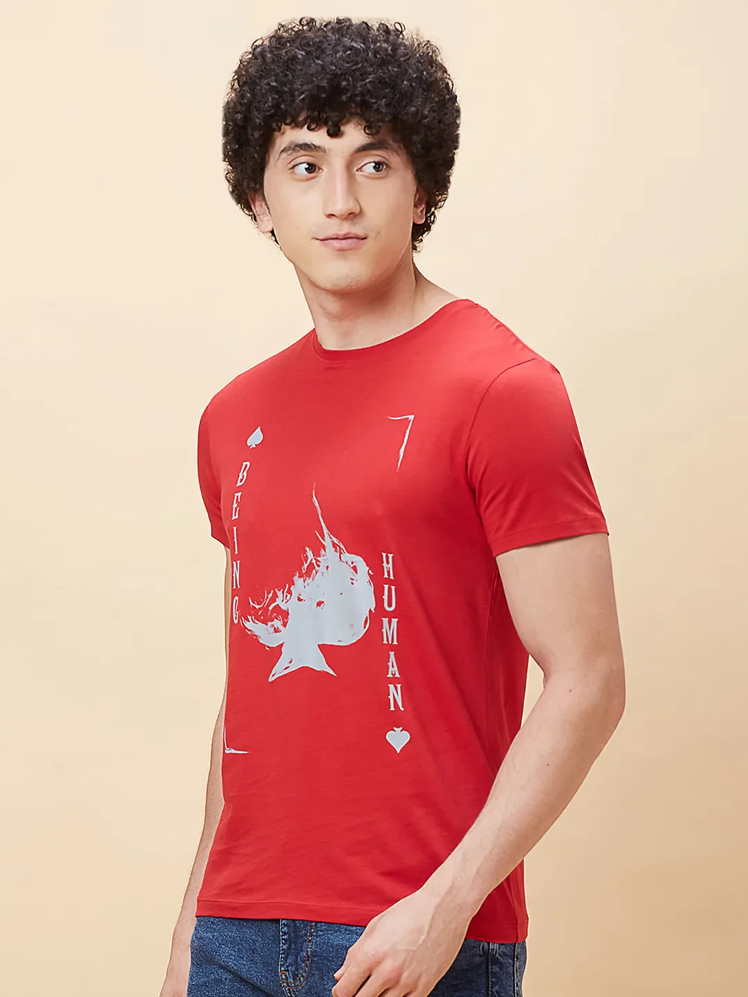 Red Regular Fit Men's Short Sleeves T-Shirt by Being Human Clothing - Image 4