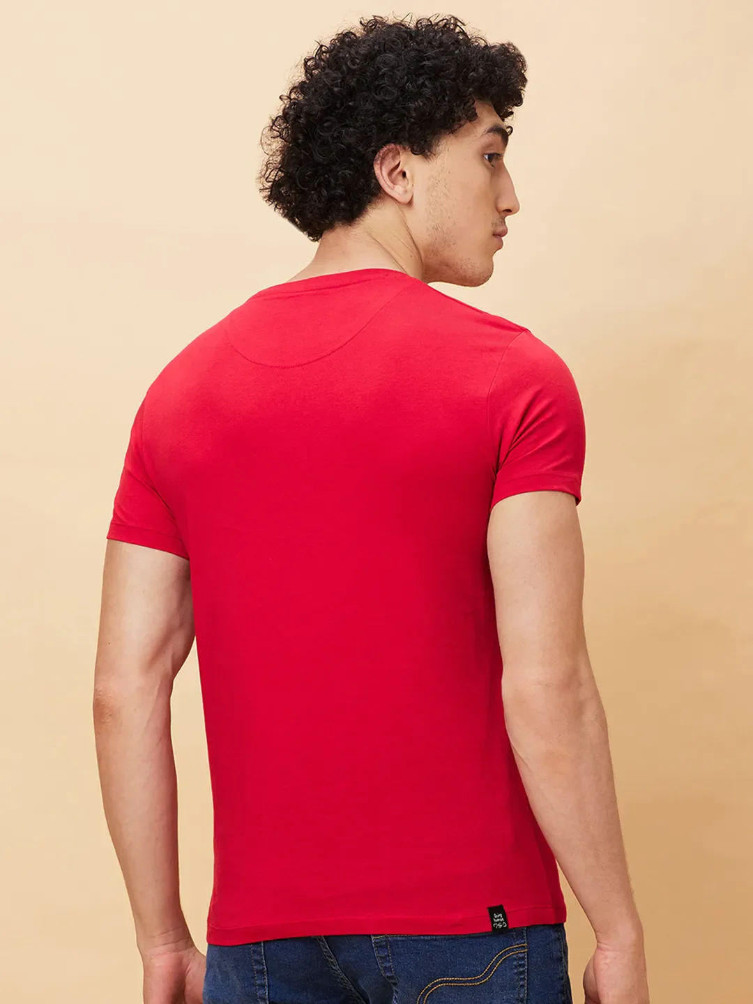 Red Regular Fit Men's Short Sleeves T-Shirt by Being Human Clothing - Image 3