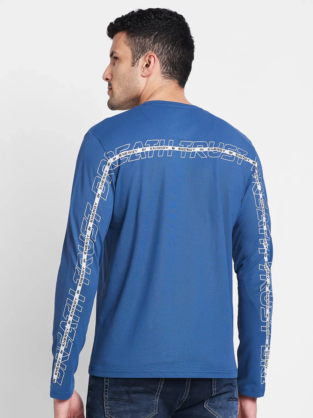 Blue Regular Fit Round Neck Men's T-Shirt by Being Human Clothing - Image 3