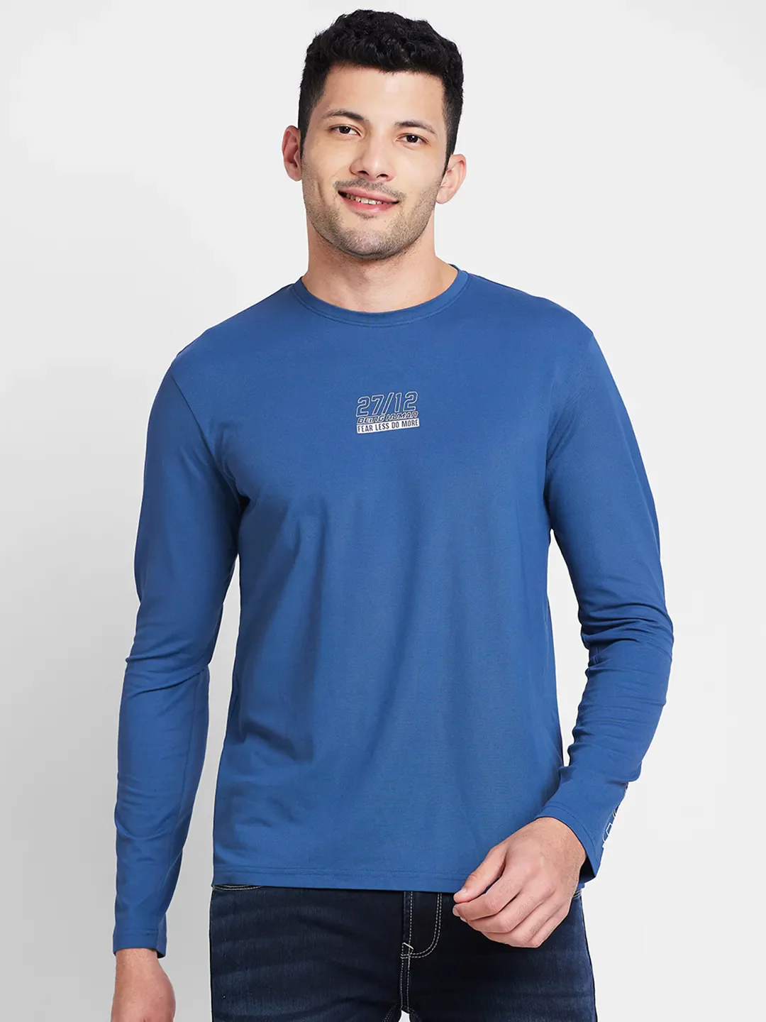 Blue Regular Fit Round Neck Men's T-Shirt by Being Human Clothing - Image 5
