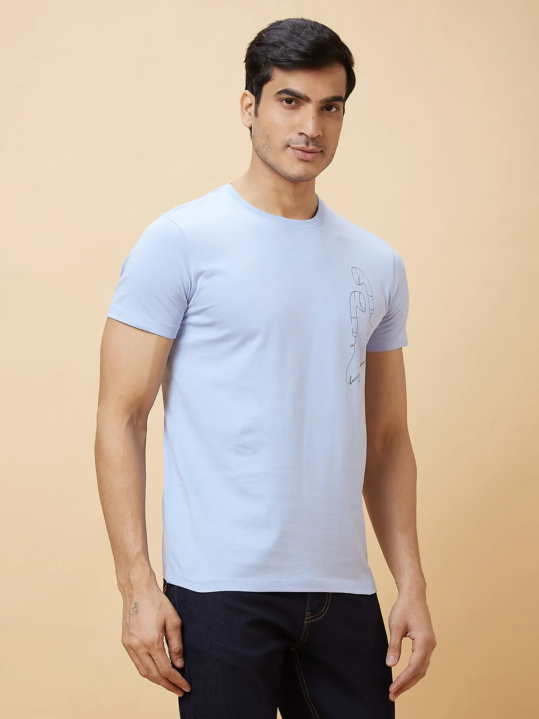 Blue Regular Fit Men's Short Sleeves T-Shirt by Being Human Clothing - Image 3