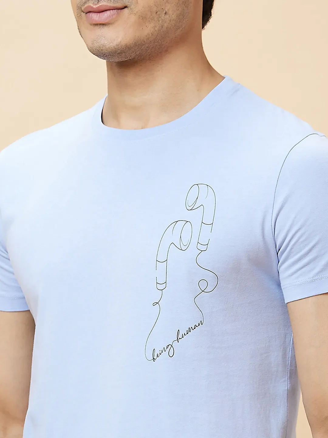 Blue Regular Fit Men's Short Sleeves T-Shirt by Being Human Clothing - Image 5