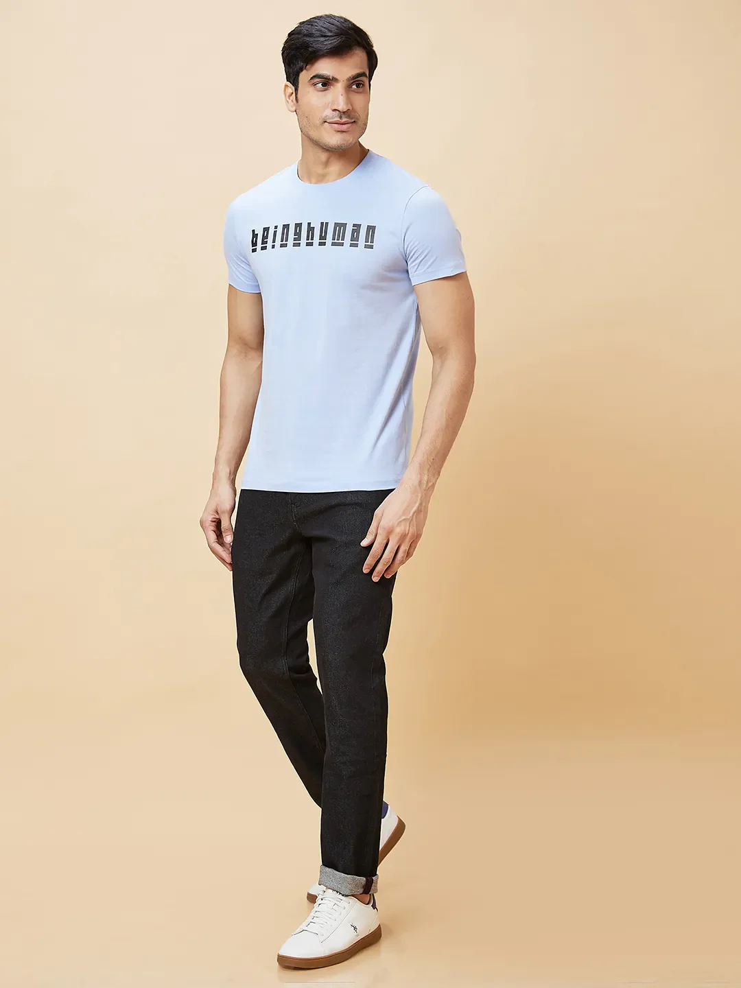 Blue Regular Fit Men's Short Sleeves T-Shirt by Being Human Clothing - Image 2