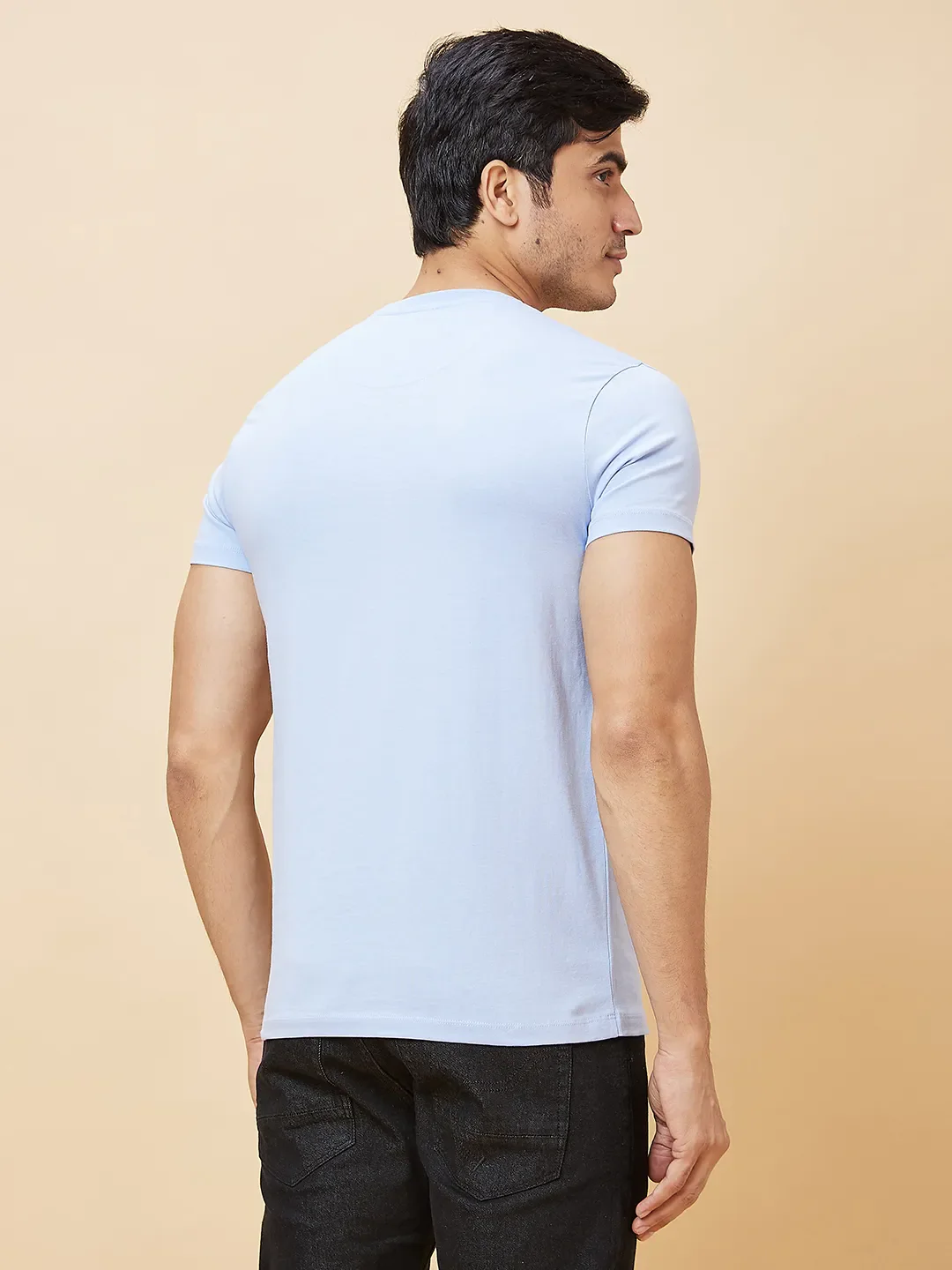 Blue Regular Fit Men's Short Sleeves T-Shirt by Being Human Clothing - Image 4