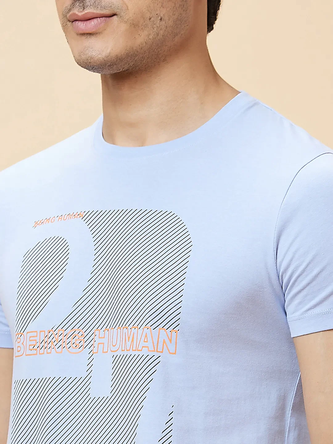 Blue Regular Fit Men's Short Sleeves T-Shirt by Being Human Clothing - Image 5