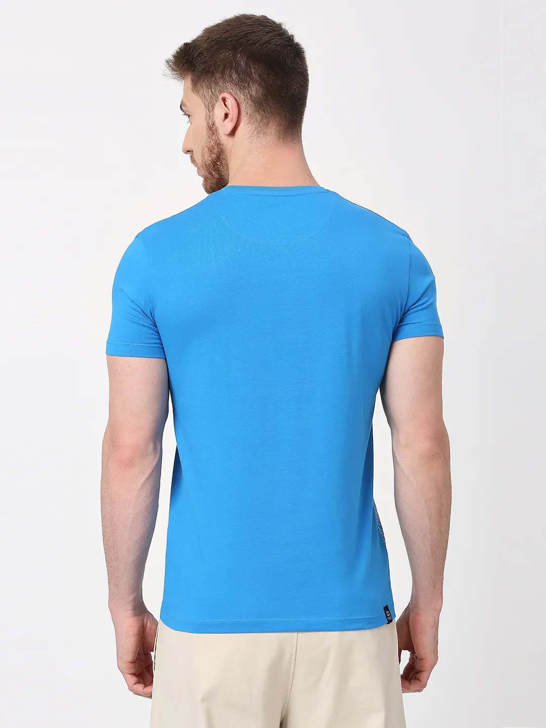 Blue Regular Fit Round Neck Men's T-Shirt by Being Human Clothing - Image 4