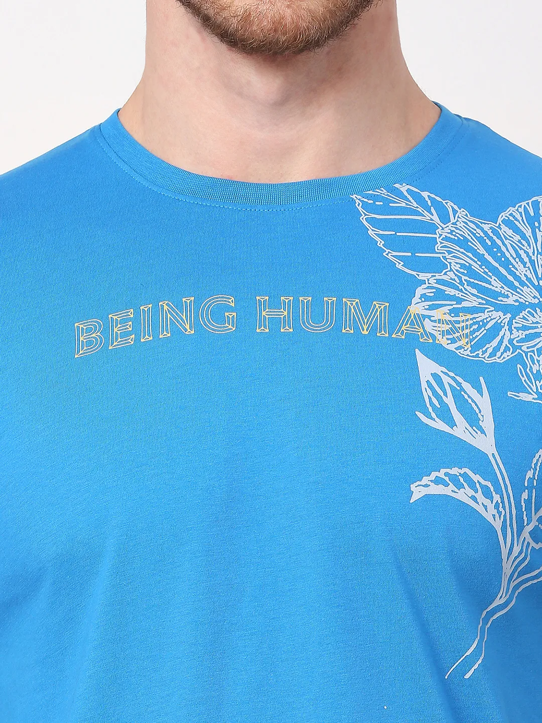 Blue Regular Fit Round Neck Men's T-Shirt by Being Human Clothing - Image 5