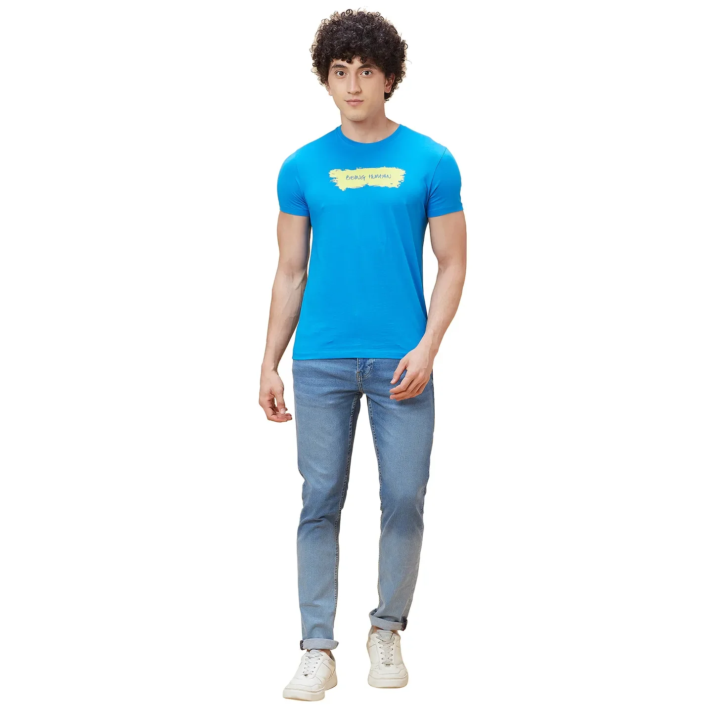 Blue Regular Fit Men's Short Sleeves T-Shirt by Being Human Clothing - Image 2