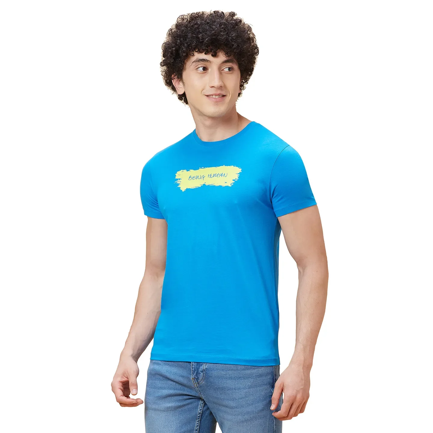 Blue Regular Fit Men's Short Sleeves T-Shirt by Being Human Clothing - Image 4