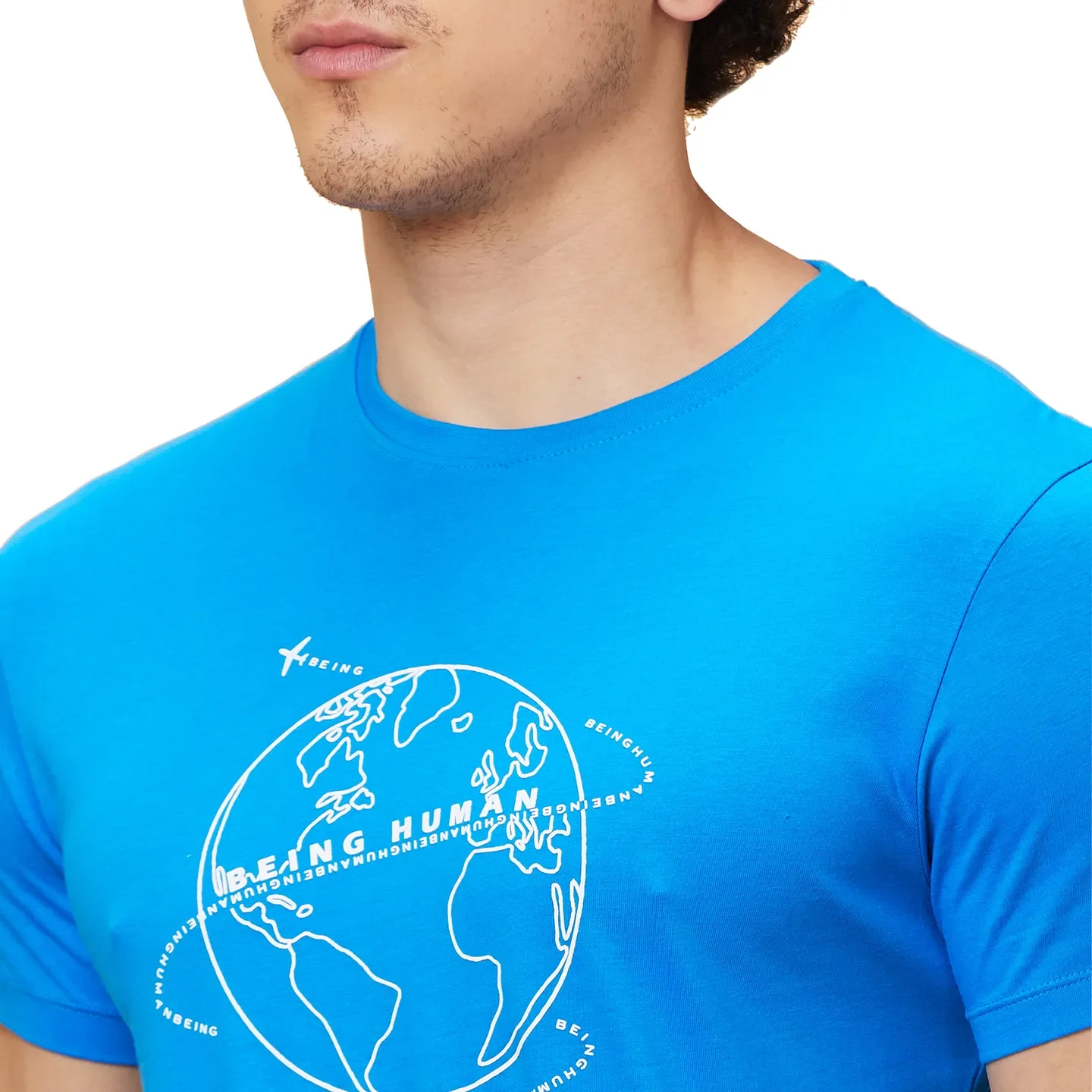 Blue Regular Fit Men's Short Sleeves T-Shirt by Being Human Clothing - Image 2