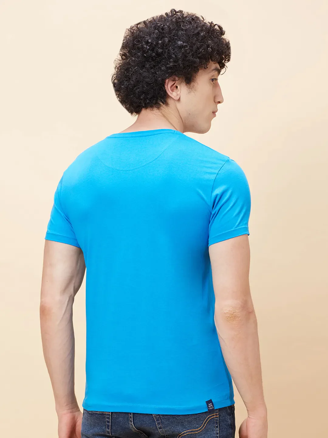 Blue Regular Fit Men's Short Sleeves T-Shirt by Being Human Clothing - Image 3