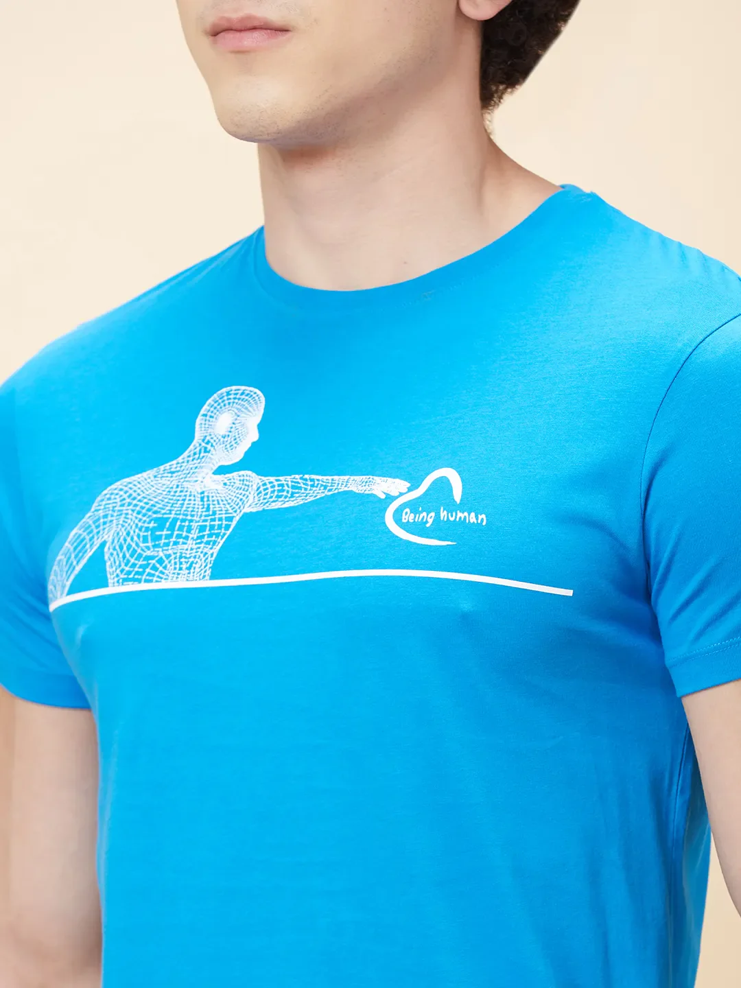 Blue Regular Fit Men's Short Sleeves T-Shirt by Being Human Clothing - Image 5