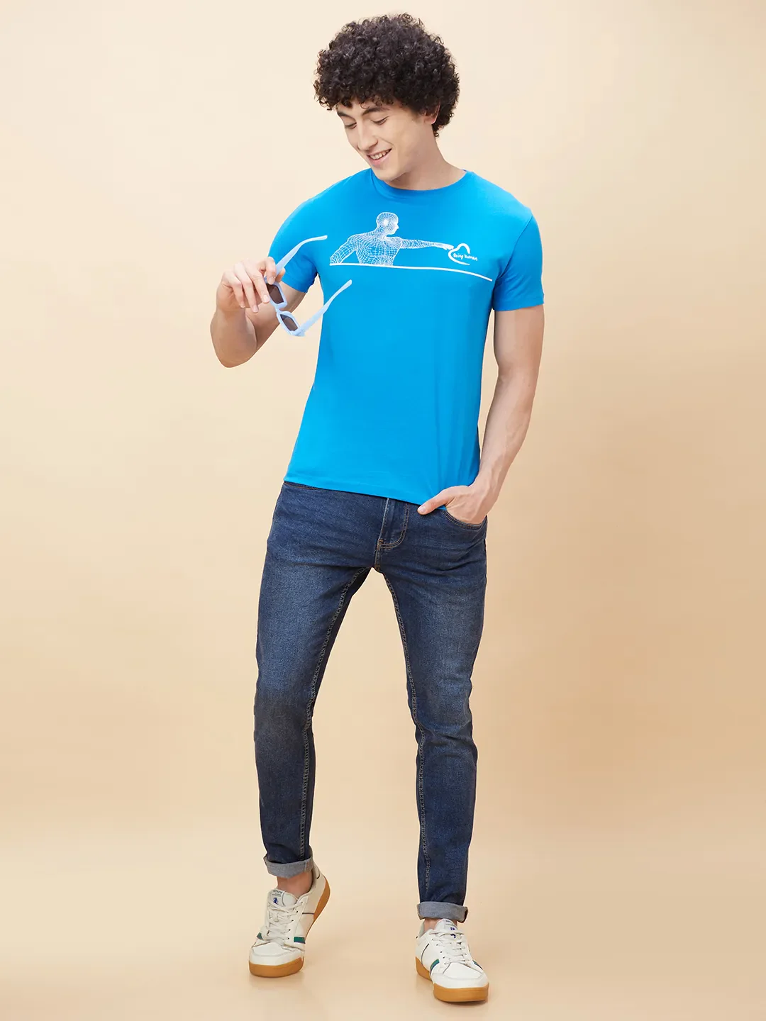Blue Regular Fit Men's Short Sleeves T-Shirt by Being Human Clothing - Image 6