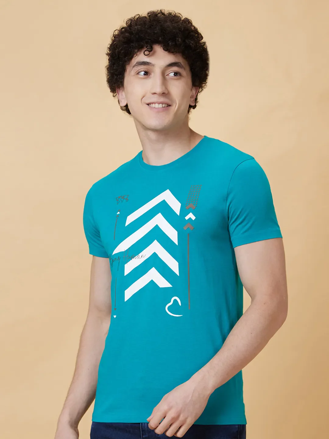 Blue Regular Fit Men's Short Sleeves T-Shirt by Being Human Clothing - Image 3