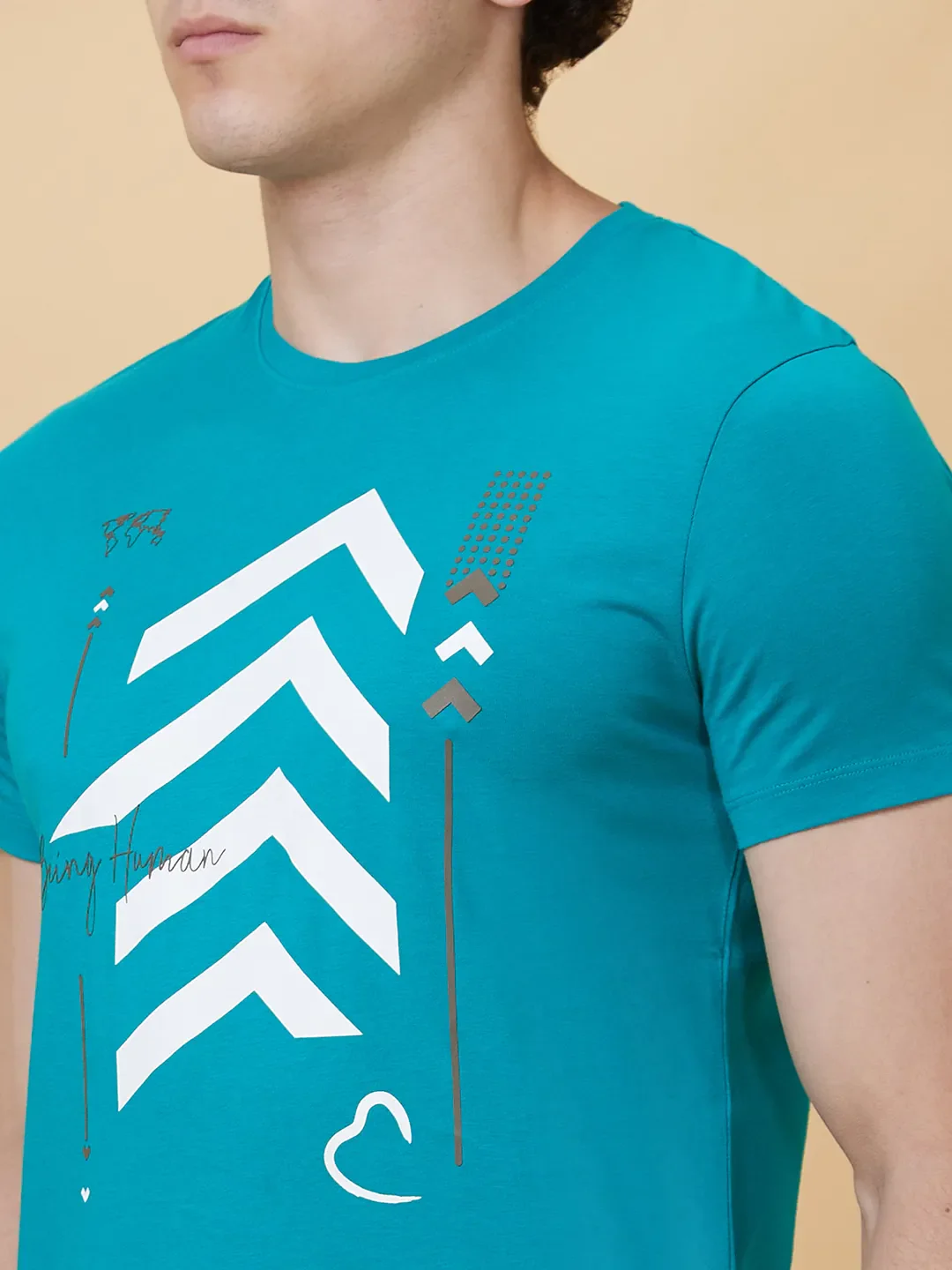 Blue Regular Fit Men's Short Sleeves T-Shirt by Being Human Clothing - Image 4