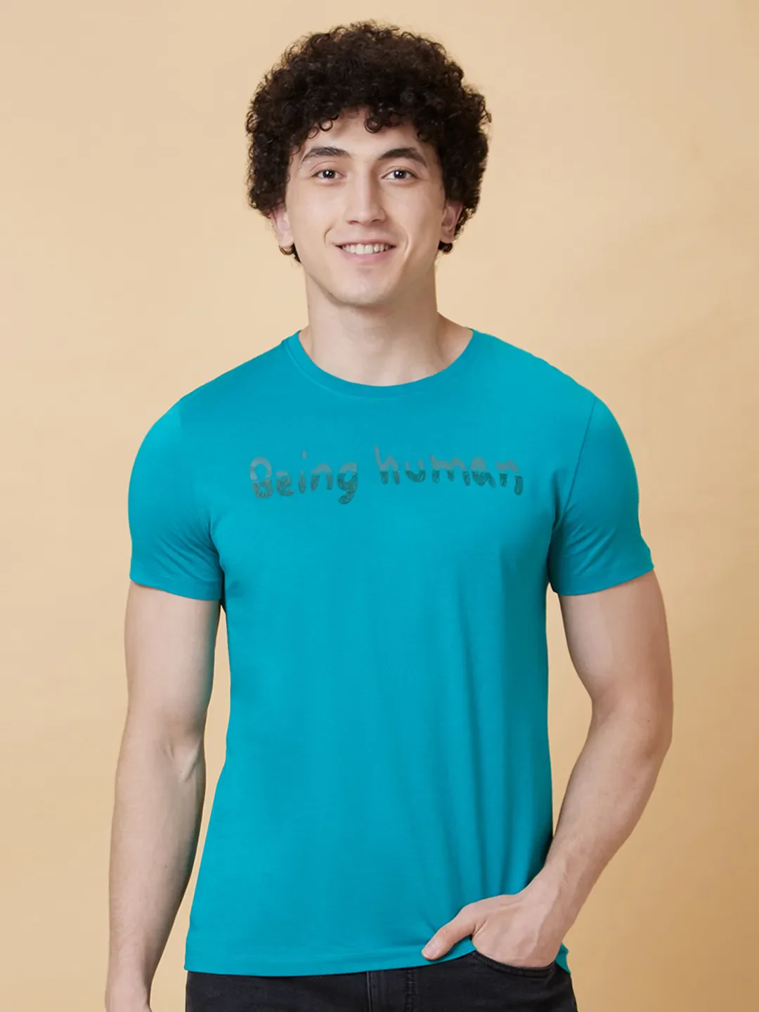 Blue Regular Fit Men's Short Sleeves T-Shirt by Being Human Clothing - Image 6