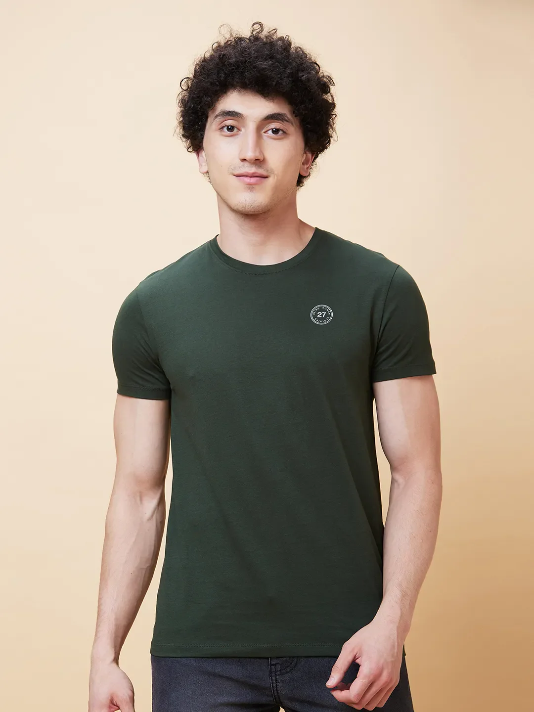 Green Regular Fit Men's Short Sleeves T-Shirt by Being Human Clothing