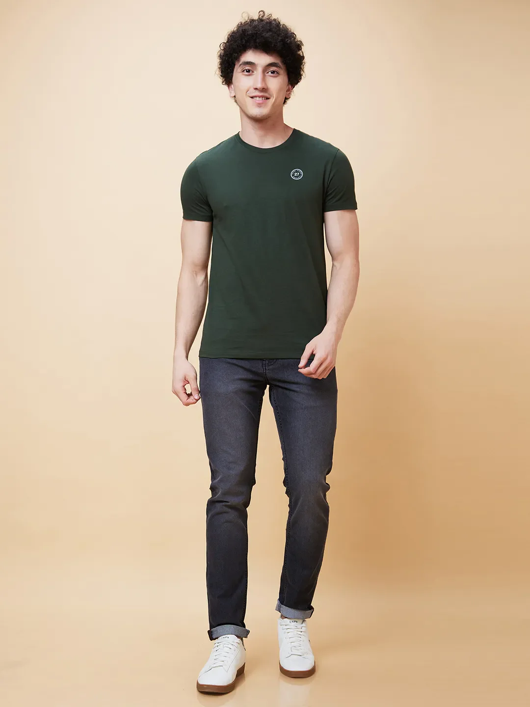 Green Regular Fit Men's Short Sleeves T-Shirt by Being Human Clothing - Image 2