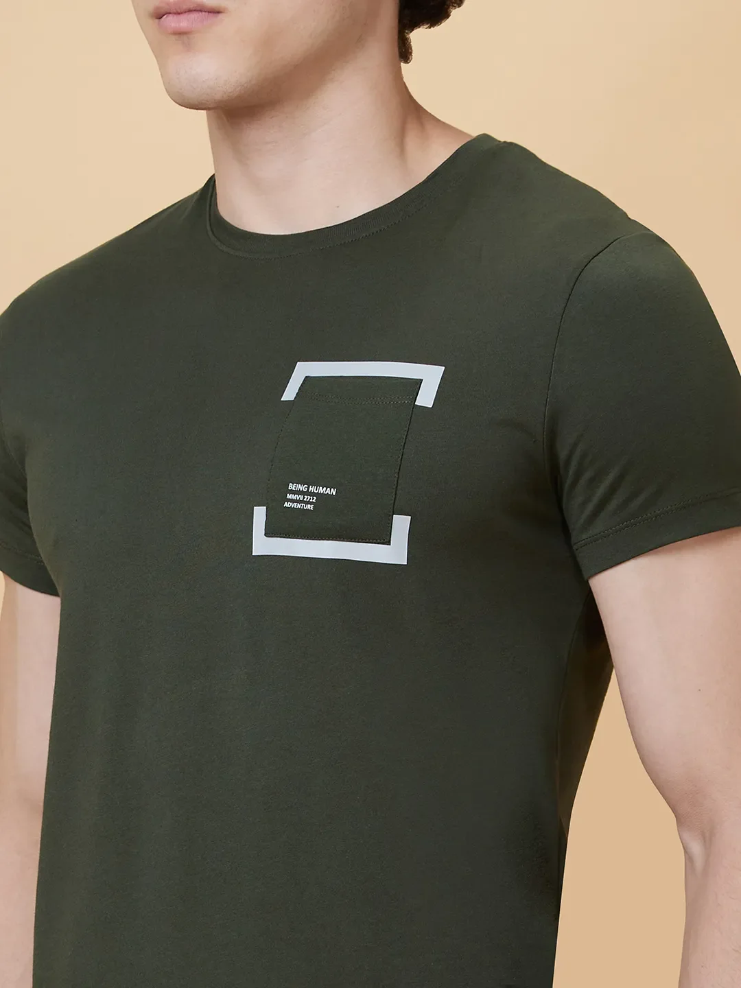 Green Regular Fit Men's Short Sleeves T-Shirt by Being Human Clothing - Image 5