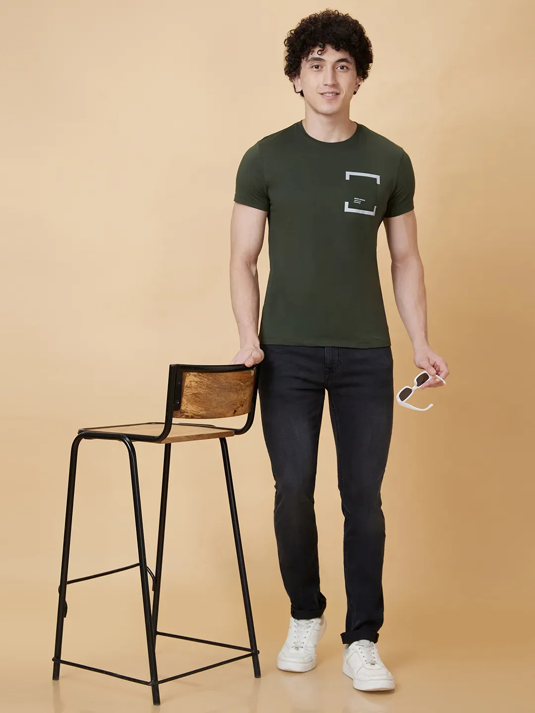 Green Regular Fit Men's Short Sleeves T-Shirt by Being Human Clothing - Image 6