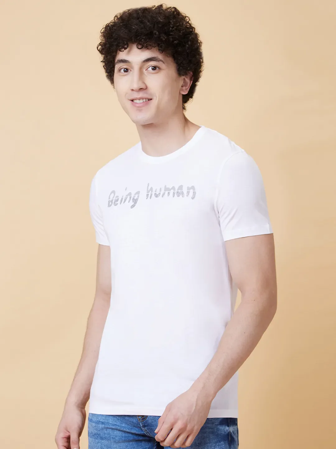 White Regular Fit Men's Short Sleeves T-Shirt by Being Human Clothing - Image 3