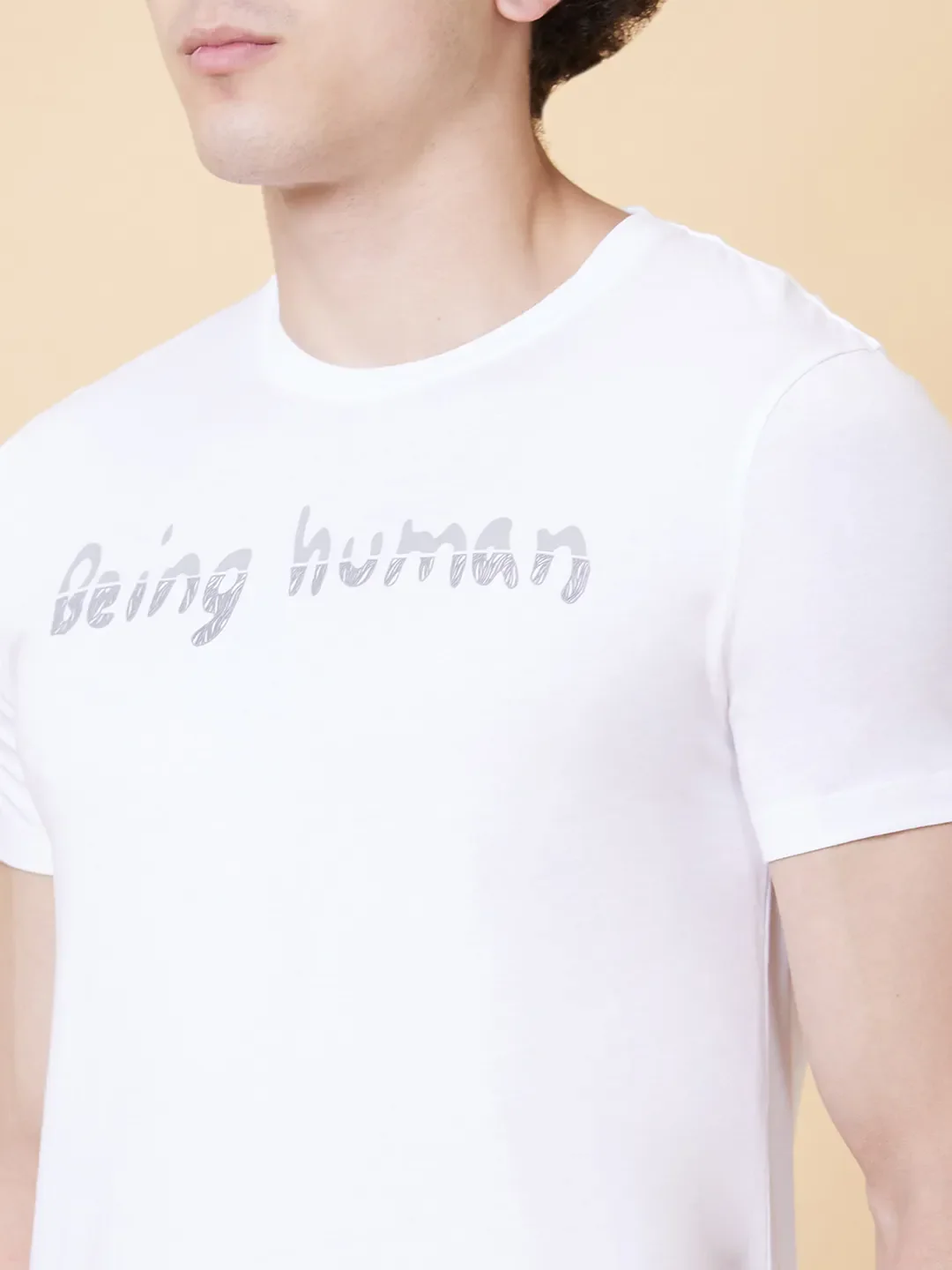 White Regular Fit Men's Short Sleeves T-Shirt by Being Human Clothing - Image 4