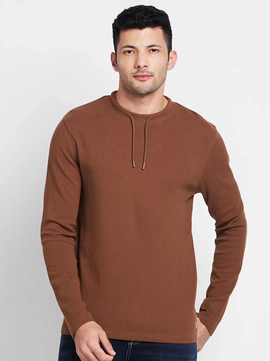 Brown Regular Fit Men's Long Sleeves T-Shirt by Being Human Clothing - Image 6