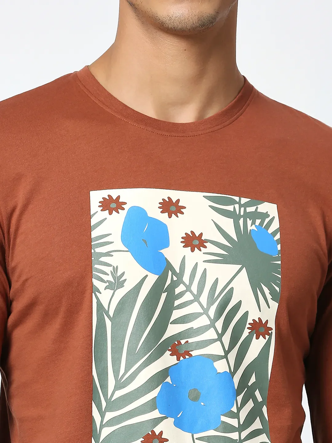 Brown Regular Fit Men's Long Sleeves T-Shirt by Being Human Clothing - Image 5