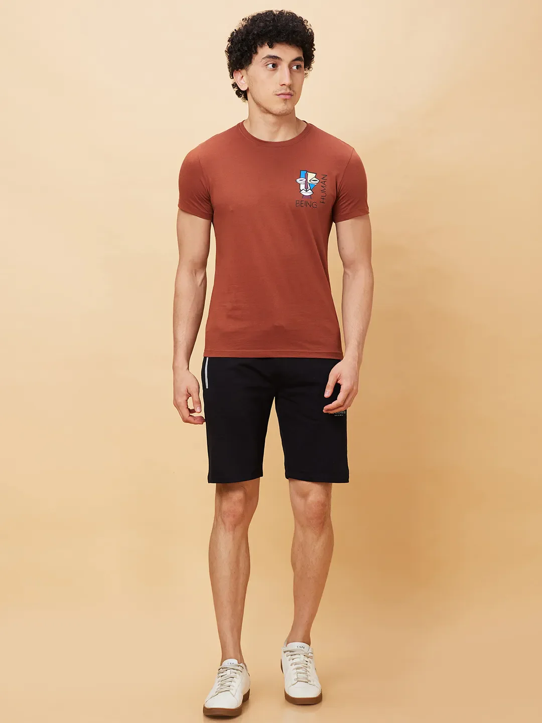 Brown Regular Fit Men's Short Sleeves T-Shirt by Being Human Clothing - Image 2