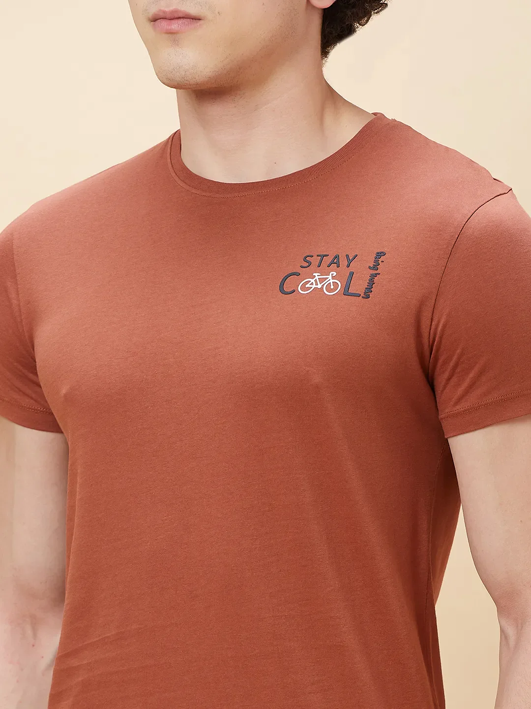 Brown Regular Fit Men's Short Sleeves T-Shirt by Being Human Clothing - Image 5