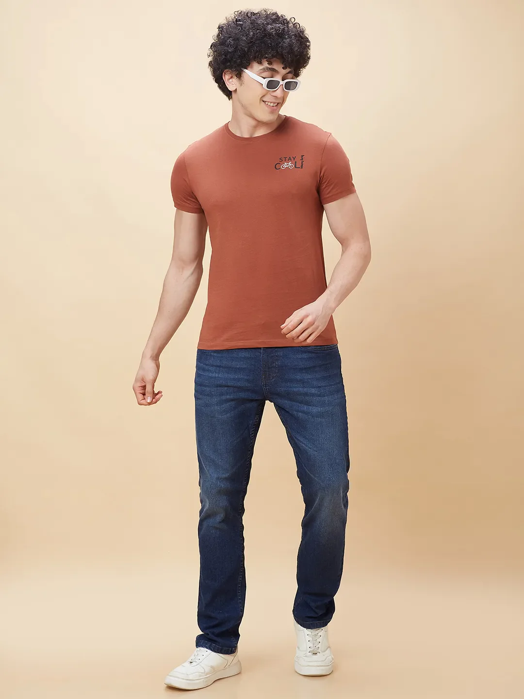 Brown Regular Fit Men's Short Sleeves T-Shirt by Being Human Clothing - Image 6