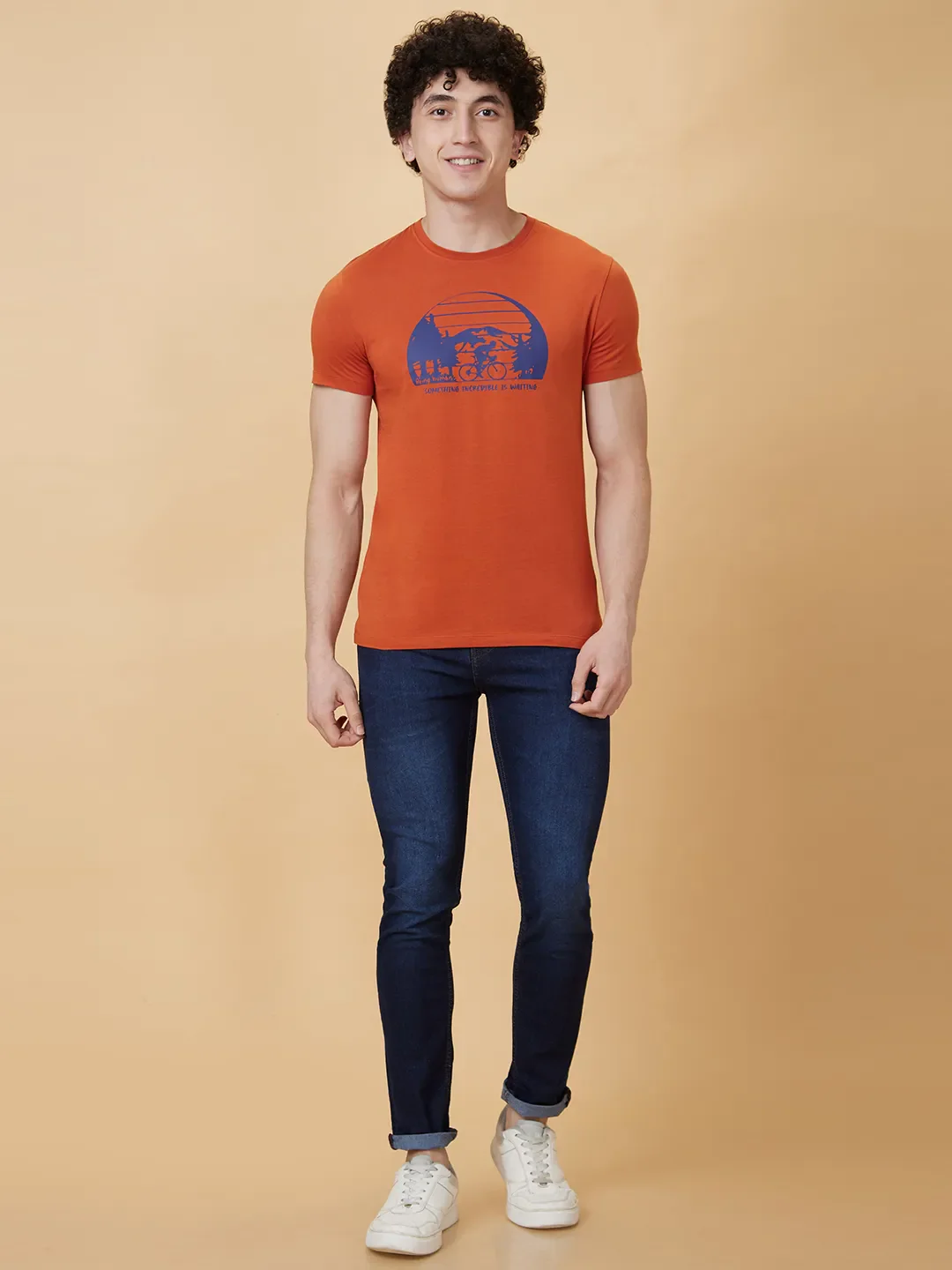 Brown Regular Fit Men's Short Sleeves T-Shirt by Being Human Clothing