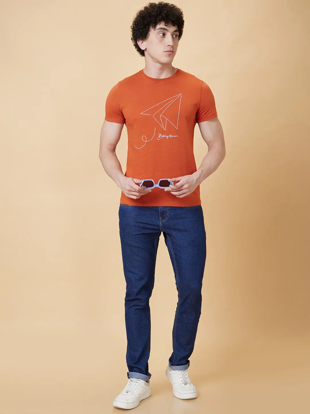 Brown Regular Fit Men's Short Sleeves T-Shirt by Being Human Clothing - Image 5