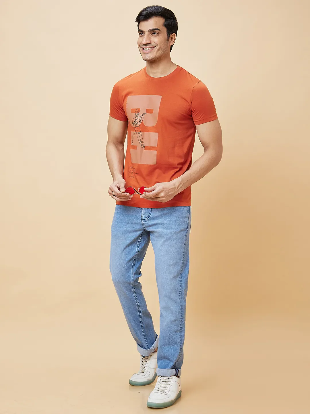 Brown Regular Fit Men's Short Sleeves T-Shirt by Being Human Clothing - Image 5