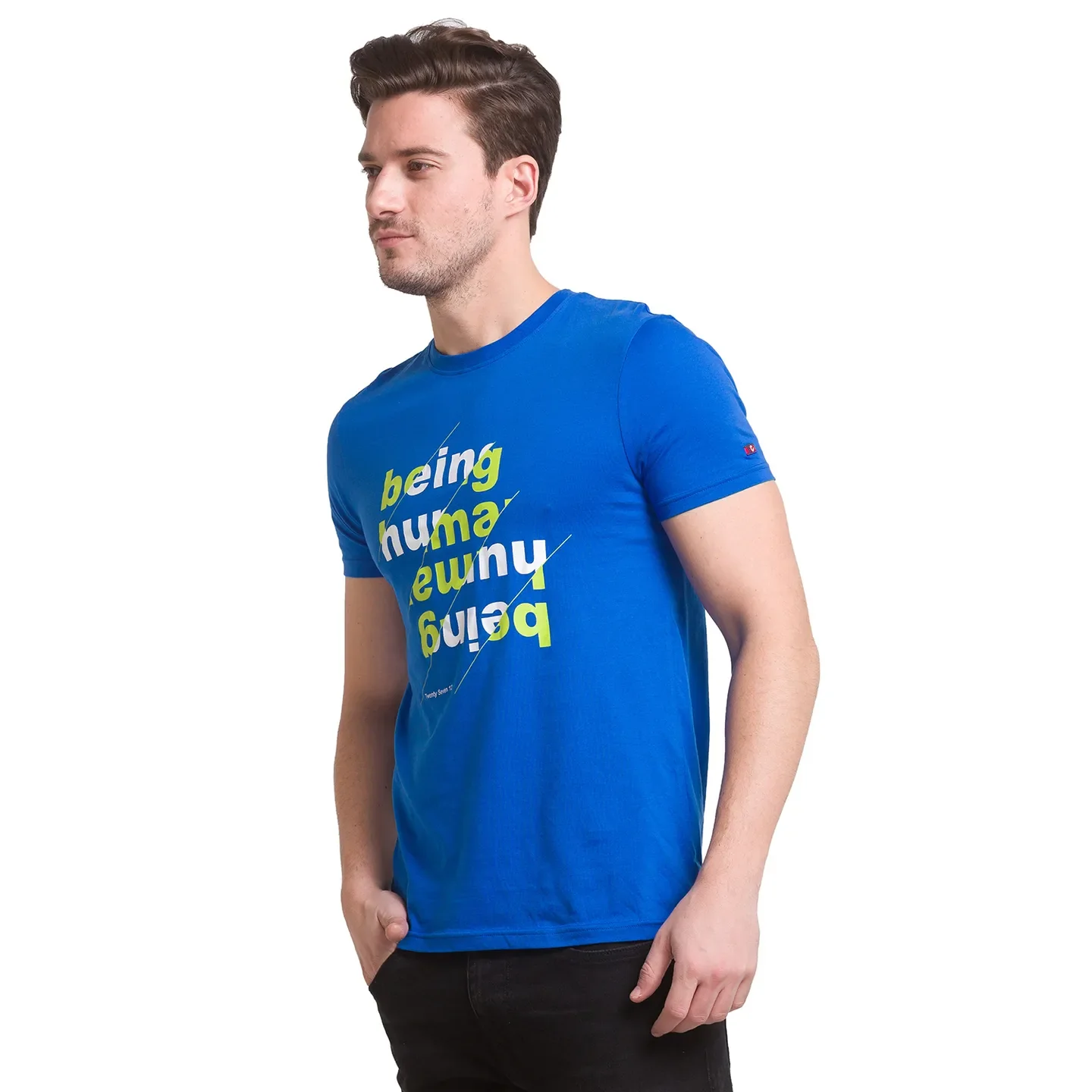 Classic Blue Regular Fit Round Neck Men's T-Shirt by Being Human Clothing - Image 2