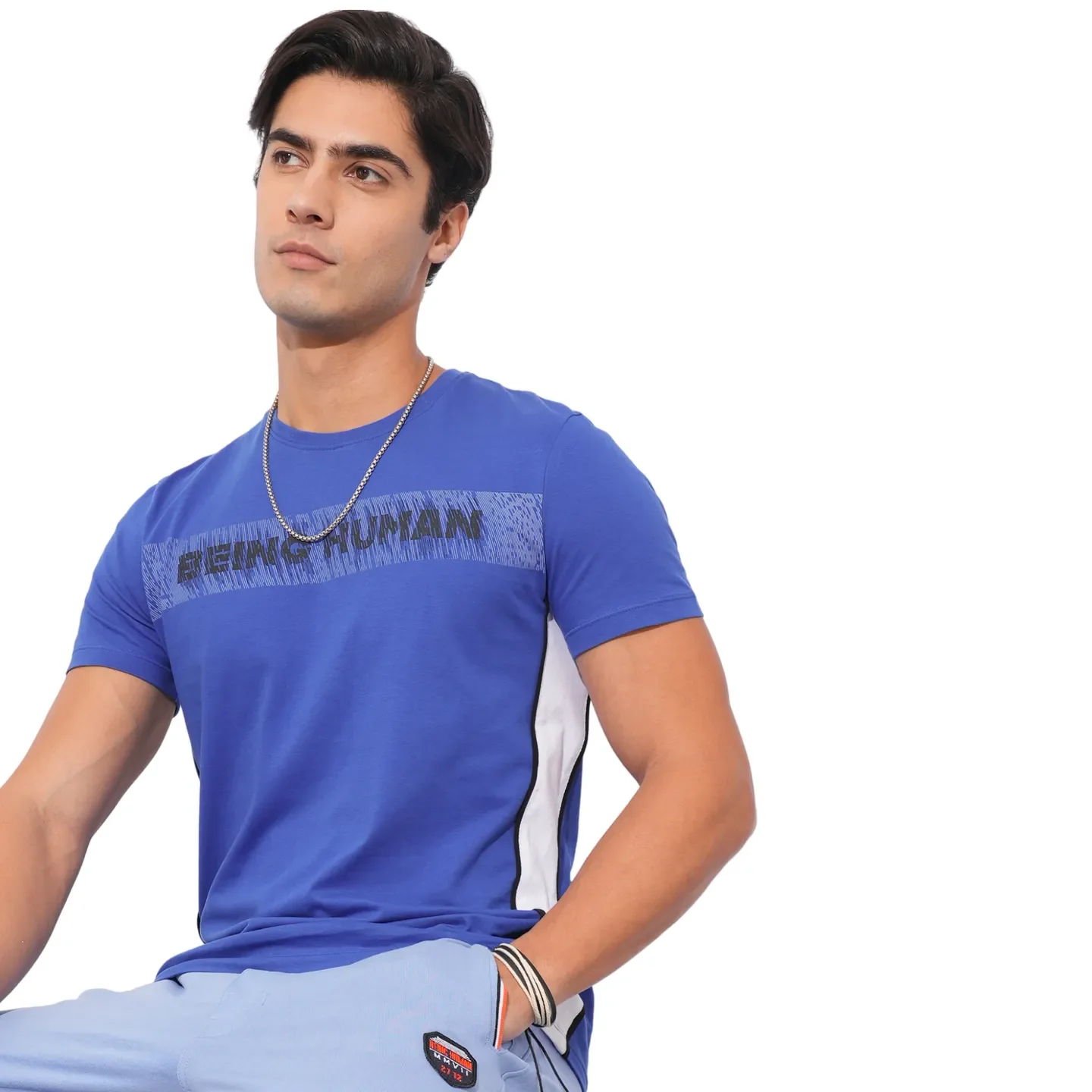 Blue Regular Fit Men's T-Shirt By Being Human Clothing - Image 6