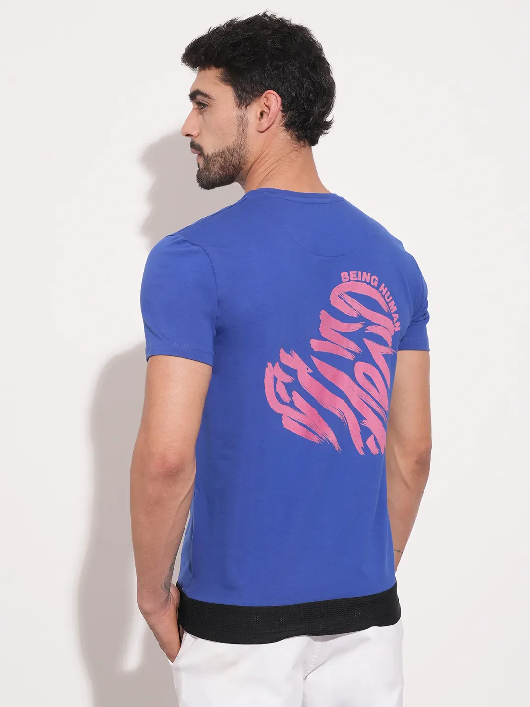 Blue Regular Fit Men's T-Shirt By Being Human Clothing - Image 5