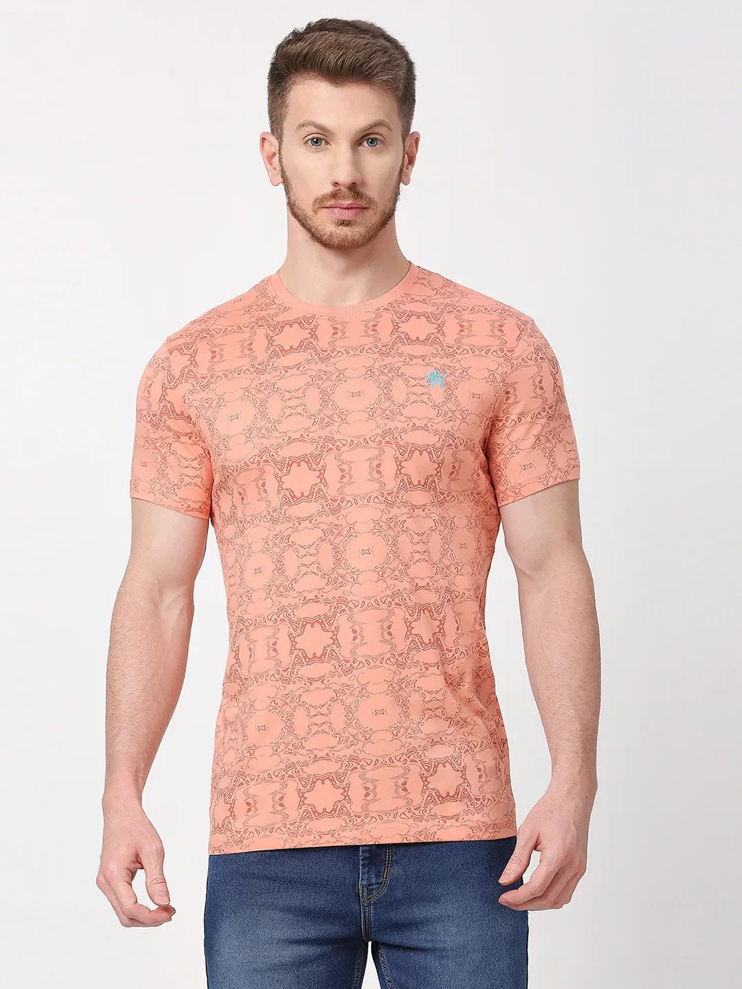 Coral Regular Fit Round Neck Men's T-Shirt by Being Human Clothing