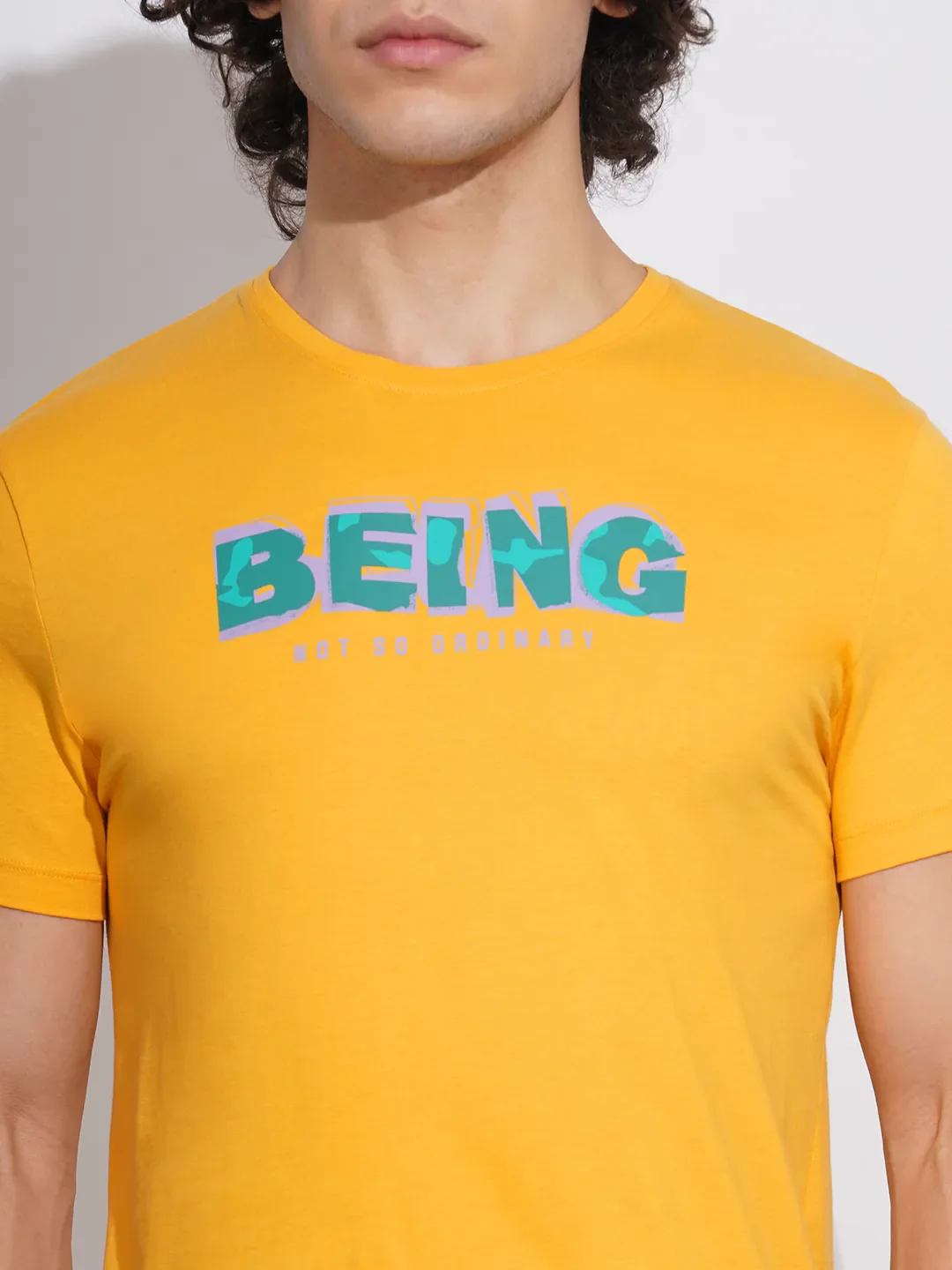 Yellow Regular Fit Men's Short Sleeves T-Shirt by Being Human Clothing - Image 5