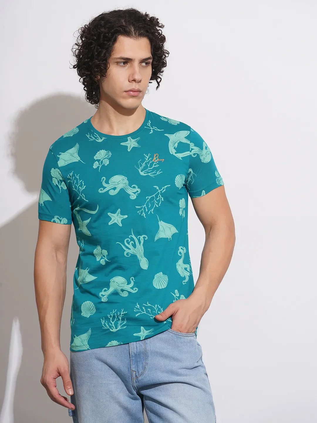 Blue Regular Fit Men's Short Sleeves T-Shirt by Being Human Clothing