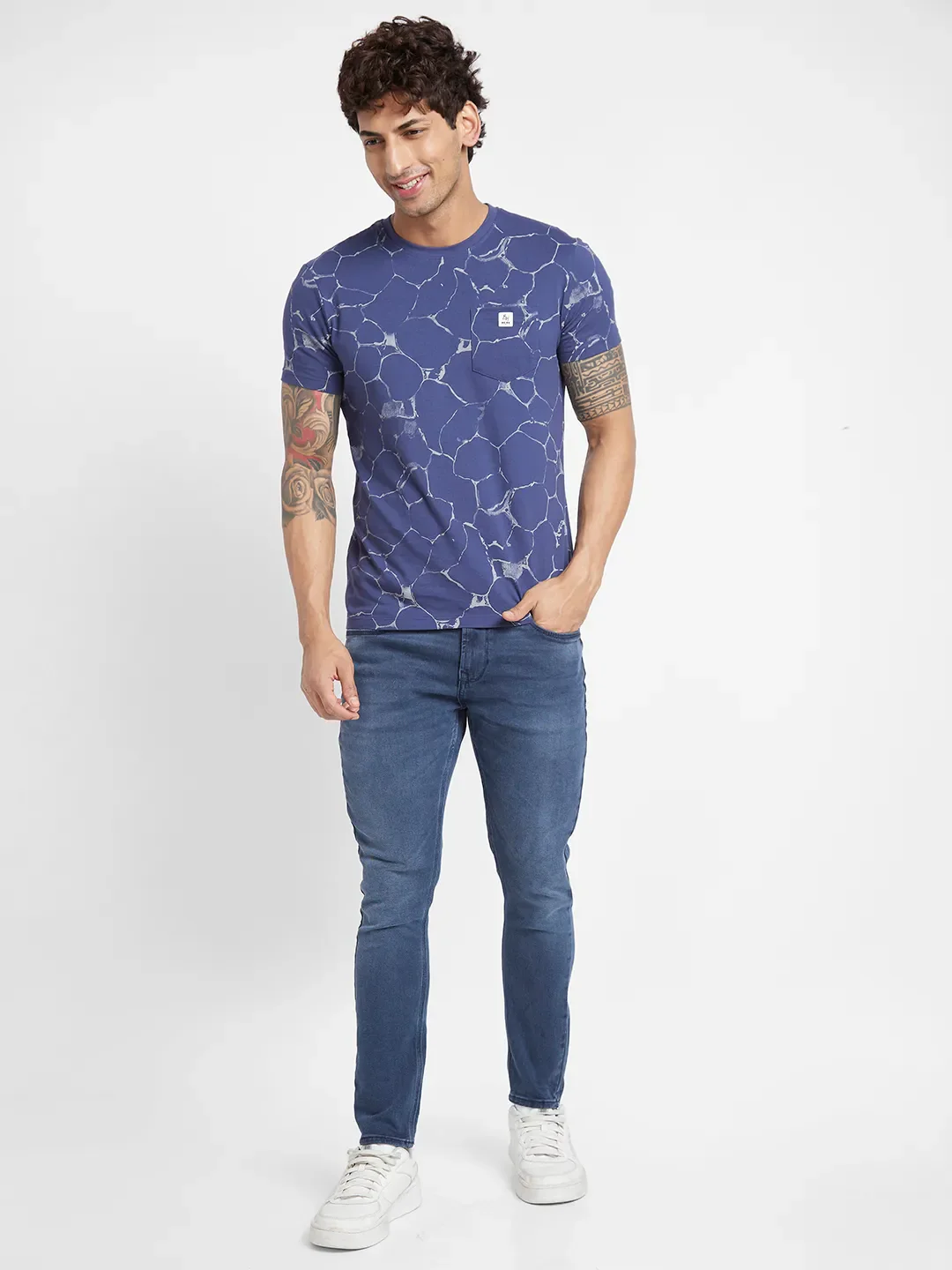 Deep Cobalt Regular Fit Round Neck Men's T-Shirt by Being Human Clothing - Image 2