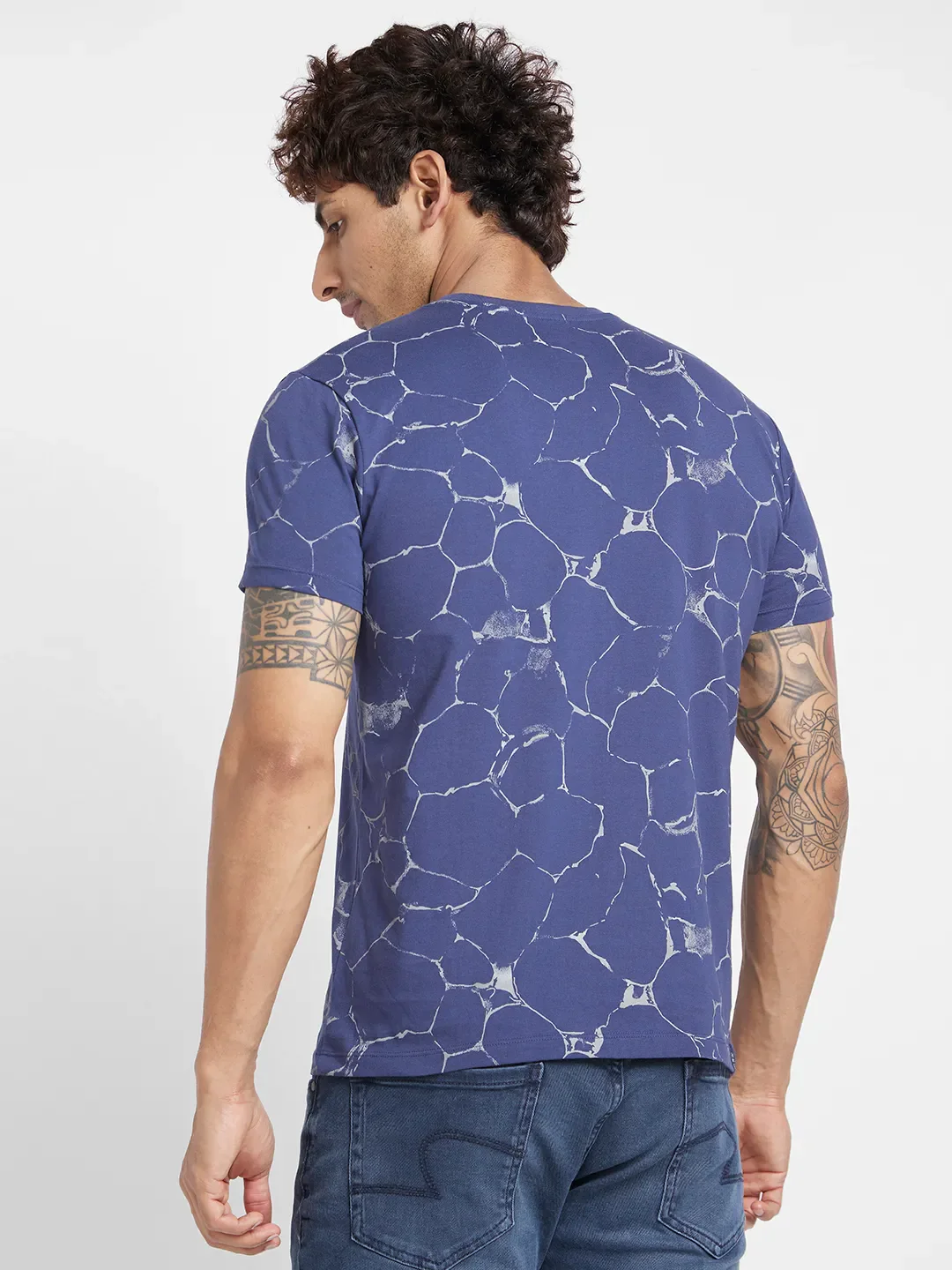 Deep Cobalt Regular Fit Round Neck Men's T-Shirt by Being Human Clothing - Image 4